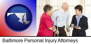 Baltimore, Maryland - injured person consulting with a personal injury attorney