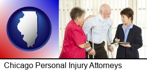 Chicago, Illinois - injured person consulting with a personal injury attorney
