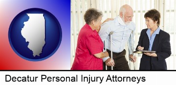injured person consulting with a personal injury attorney in Decatur, IL