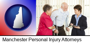 Manchester, New Hampshire - injured person consulting with a personal injury attorney