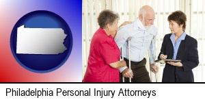 Philadelphia, Pennsylvania - injured person consulting with a personal injury attorney