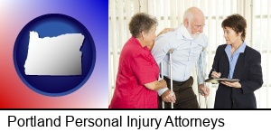 Portland, Oregon - injured person consulting with a personal injury attorney