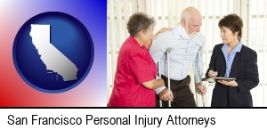 San Francisco, California - injured person consulting with a personal injury attorney