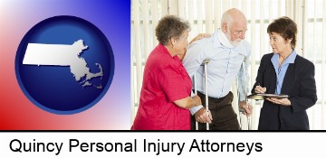 injured person consulting with a personal injury attorney in Quincy, MA